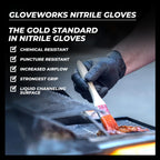 GLOVEWORKS HD Black Nitrile Industrial Disposable Gloves, 6 Mil, Latex-Free, Raised Diamond Texture, X-Large, Case of 1000