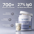 WELLNESS EXTRACT Bovine Colostrum Powder with Lactoferrin, Grass-Fed Organic Colostrum Supplement for Gut Health, Immune Support & Muscle Recovery, Rich in IgG & IGA, Unflavored, 2.1oz