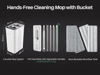 JOYMOOP Mop and Bucket Set with Wringer, Flat Mops for Floor Cleaning, Wall Mop Cleaner with Long Handle, Hardwood Floor Mop with 4 Microfiber Pads