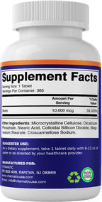 Vitamatic Biotin 10,000 mcg (10 mg) for Stronger Hair, Skin & Nails - 365 Vegan Tablets- Also Called Vitamin B7 (Pack of 2)