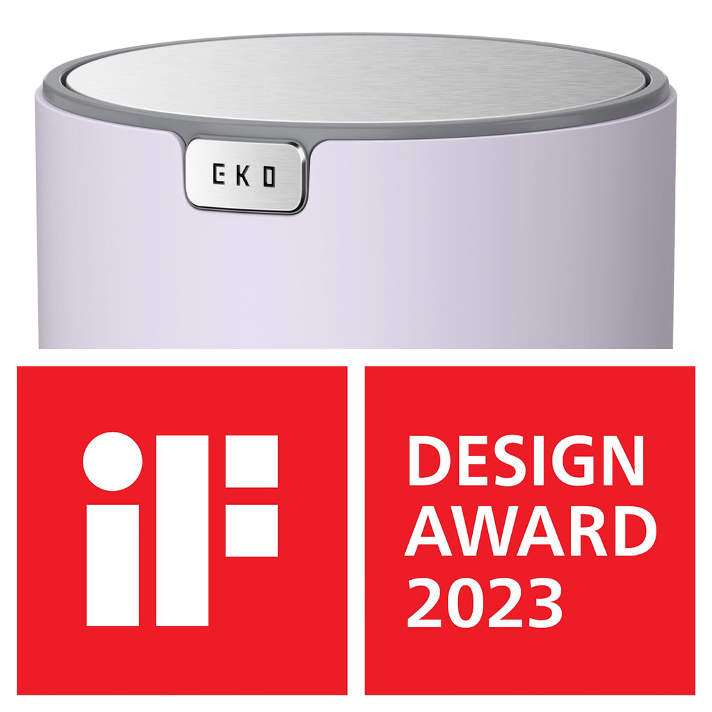 EKO Fandy 0.4 Gal/1.5L Mini Tabletop Trash Bin with Swing-Lid, Desktop Trash Can for Bathroom Countertop, Vanity, Coffee or Office, Small Garbage Bin (Lavender)