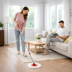 EasyWring Spin Mop Replacement Head Spin Mop Refills Compatible with O Cedar EasyWring 1-Tank Spin Mop Handle, 3 Microfiber Mop Refills, 1 Triangle Head Cover, 1 Scrubber Head and Handle for Ocedar