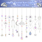 Sun Catchers, 10 Pcs Crystal Suncatcher Prism Hanging Kit for Indoor Window