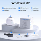 CXRUY Ultrasonic Retainer Cleaner - UV Dental Cleaning Pod Night Guard Cleaner for Dentures, Aligner, Braces, Toothbrush Heads, Jewelry (White)