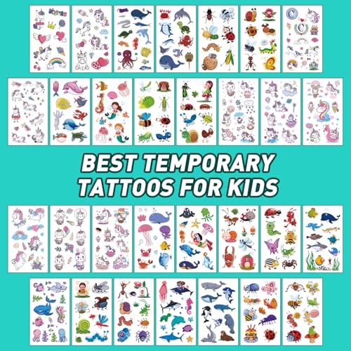 Metker Tattoos for Kids - 150 Sheets(1700+ Mixed Styles Patterns) | Temporary Tattoos Stickers for Girls and Boys | Goody Bag Favor for Parties | Non-toxic、Skin-Safe*、Cosmetic-Grade