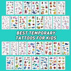 Metker Tattoos for Kids - 150 Sheets(1700+ Mixed Styles Patterns) | Temporary Tattoos Stickers for Girls and Boys | Goody Bag Favor for Parties | Non-toxic、Skin-Safe*、Cosmetic-Grade