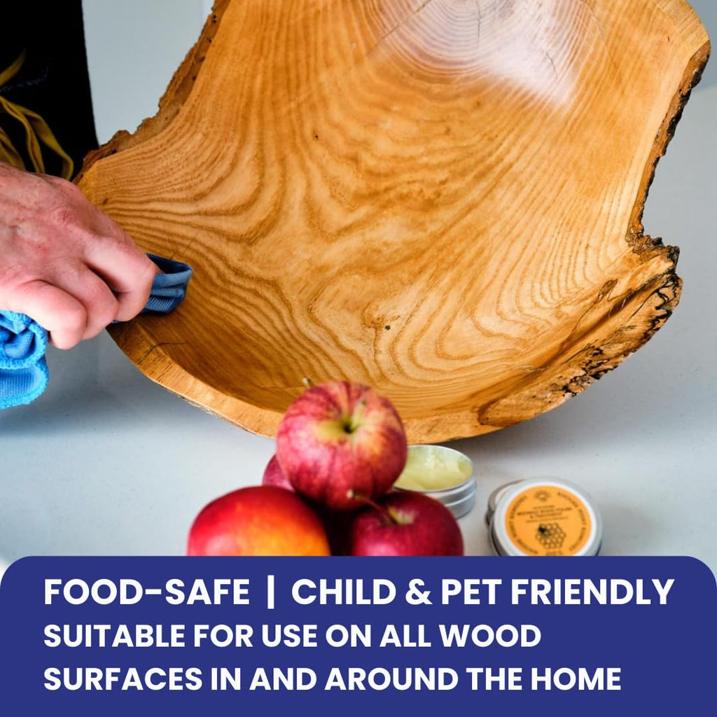 Premium Food-Safe Beeswax Wood Polish & Furniture Wax – Hand Poured Wood Conditioner | Eco-Friendly & Non-Toxic | Protects & Restores All Wood: Furniture, Toys, Cutting Boards, Ornaments (7.0 Fl Oz)