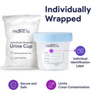 Sterile Urine Specimen Cups with Lids (25PK) - 4 oz. Sample Urine Cups for Specimen Collection - Individually Wrapped Urine Cups for Testing - Stool, Semen Analysis, and Pee Cup
