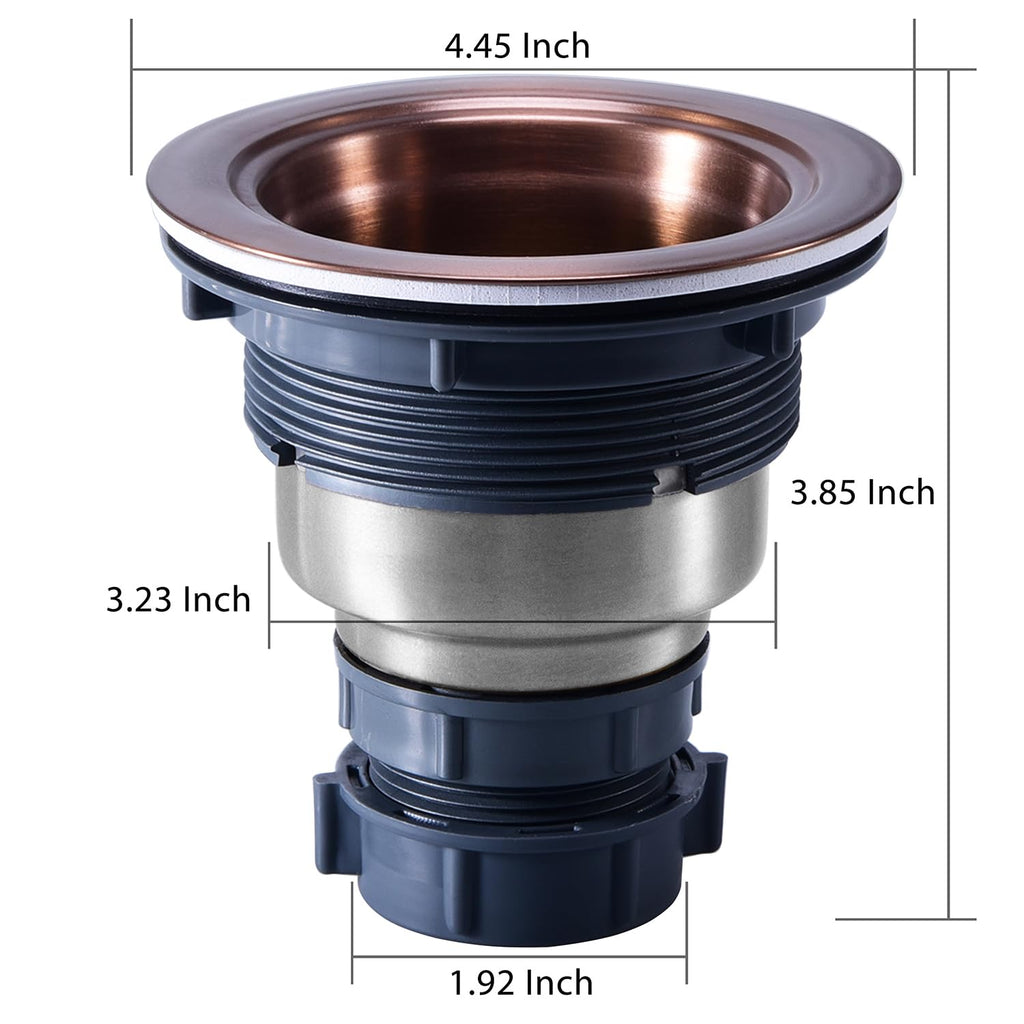 KONE 3/1-2 Inch Sink Drain Assembly Antique Copper Kitchen Sink Drain Kit Copper Stainless Steel Sink Basket Strainer Rubber Stopper, Sealing Lid/Removable Deep Waste Basket for Home, Kitchen