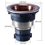 KONE 3/1-2 Inch Sink Drain Assembly Antique Copper Kitchen Sink Drain Kit Copper Stainless Steel Sink Basket Strainer Rubber Stopper, Sealing Lid/Removable Deep Waste Basket for Home, Kitchen