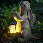 YDKOJGW Solar Garden Outdoor Statues Rabbit with Solar Lantern,Outdoor Bunny Figurines Decorations,Lawn Decor Bunny Statue for Patio, Balcony, Yard Ornament,Unique Housewarming and Easter Gifts