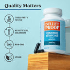 Bulletproof Coconut Charcoal Detox and Gas Relief Capsules, 90 Count, Sourced from 100% Coconut Shells, Activated Charcoal for Bloating Support