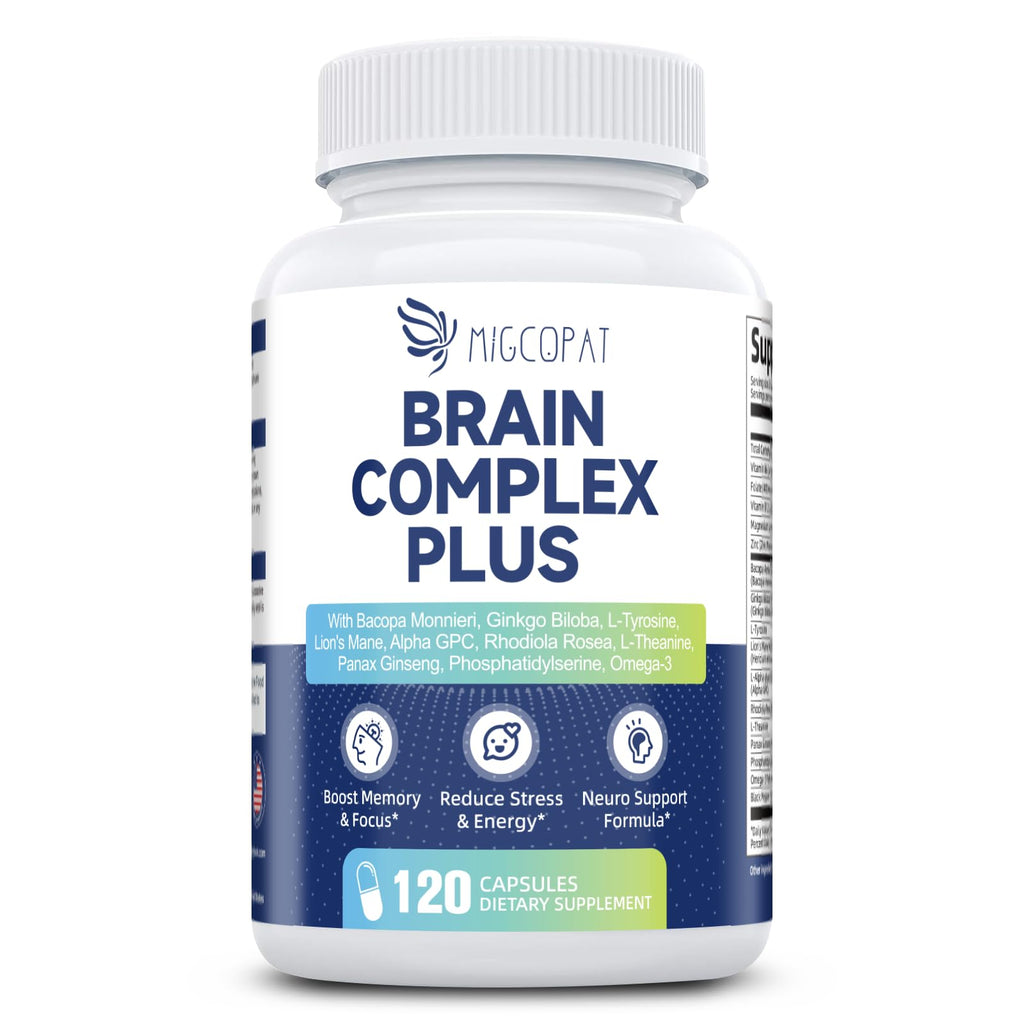 2-Pack Brain Supplements for Memory & Focus | Nootropic with Bacopa, Lion's Mane, Alpha GPC | Mental Clarity & Cognitive Support | Vitamin B6 & B12 – 240 Caps (120/Bottle)