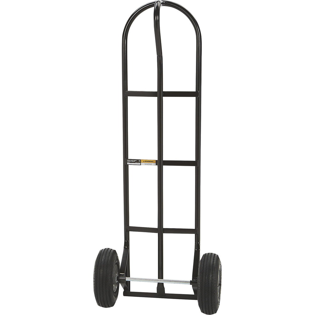 Ironton Steel Pneumatic Hand Truck Dolly, 600-Lb Capacity, Heavy-Duty Steel Frame, 10-in Pneumatic Tires, P-Style Handle, 14" x 8.5" Toe Plate