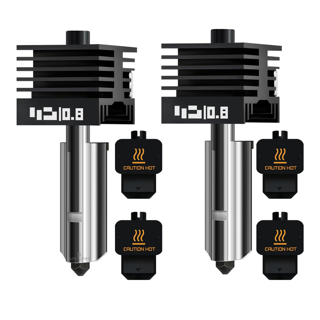 2Pcs 0.8mm H2D/H2S/H2C/P2S/X2D Hotend Kit for Bambu Lab H2 Series/P2S/X2D 3D Printer, Upgraded High Temp Quick Swap Hardened Steel Nozzle Replacement 3D Printer Extruder with 2Pcs Silicone Sock