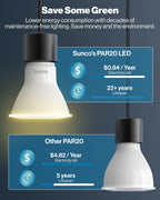 Sunco 10 Pack PAR20 LED Bulbs Flood Light Bulb, 500 LM, 7W (50W Equivalent), 2700K Soft White, E26 Medium Base, Dimmable, Track Lighting, for Indoor/Outdoor Use, Wet Rated, UL