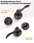 Gobrico Oil Rubbed Bronze Keyed-Alike Door Levers and Single Cylinder Deadbolts Combination Locksets, 2 Pack Front/Entry Handleset with Same Key, Reversible Wave Handles for Exterior Doors