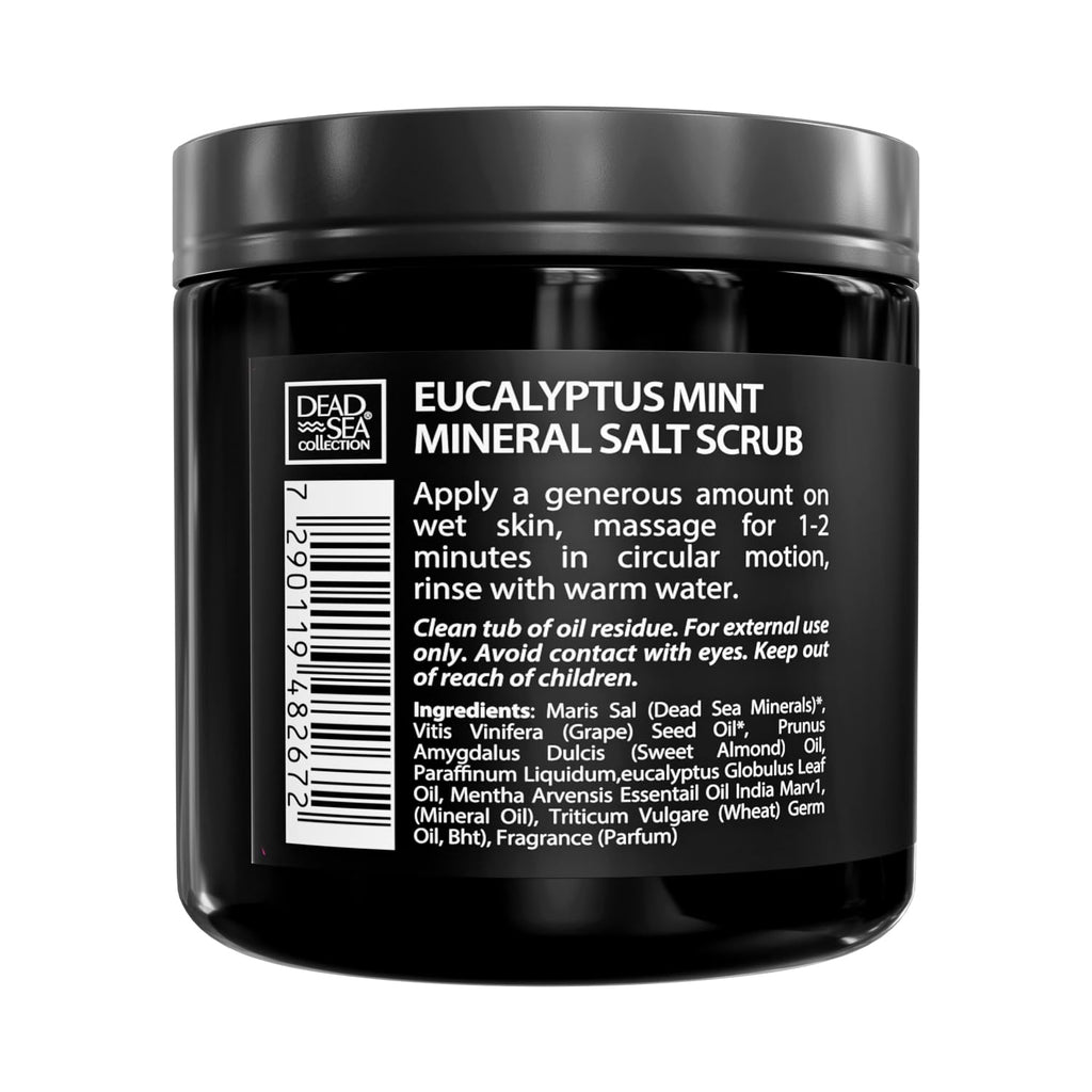 Salt Body Scrub Eucalyptus & Mint For Men– Moisturizes, Exfoliates & Nourishes Skin – Cleanses & Detoxifies with Dead Sea Minerals – Dead Sea Collection - 23.28 OZ
