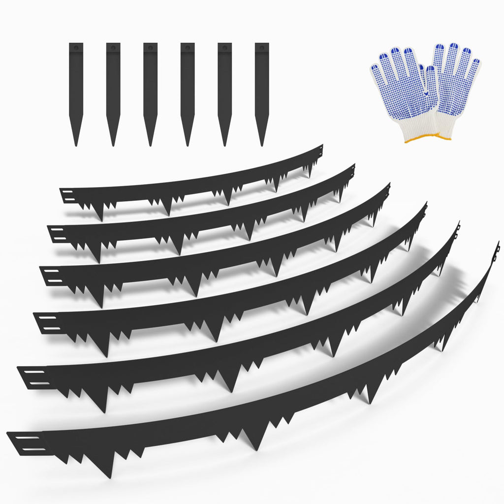 Metal Landscape Edging Border 6 Packs 42'' L x 4.5'' H, Galvanized Steel Garden Edging Border with 6 Stakes, Hammer-in Lawn Edging for Landscaping, Flower Bed, Yard, Pathway, Tree Ring (21ft Total)