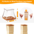 CHUNZEXI 48 Pack Square Chair Leg Floor Protectors for Hardwood Floors, Silicone Felt Covers Pads Caps, Protect Wood Furniture Feet Floors Noise Reduce and Scratch (Square Large)