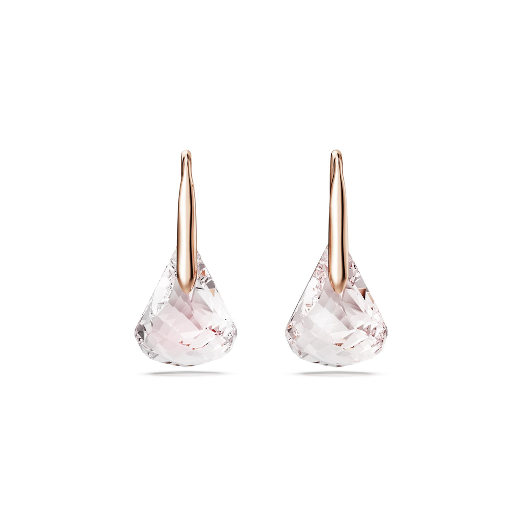 Swarovski Lunar drop earrings, Pink, Rose gold-tone finish