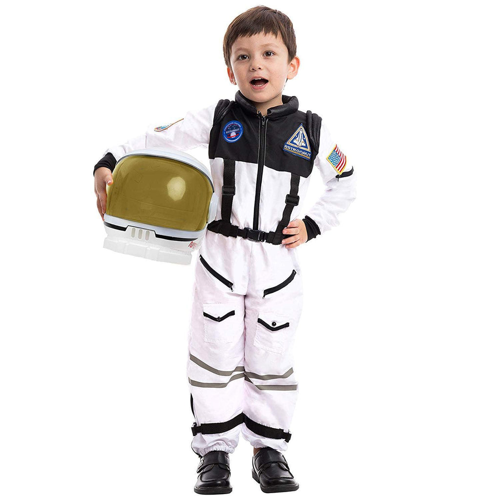 Spooktacular Creations White Astronaut Costume with Helmet, Space Suit for Toddler with Movable Visor, Kids Astronaut Halloween Costume for Cosplay, Party Favor Supplies (Small, 5-7 yrs)