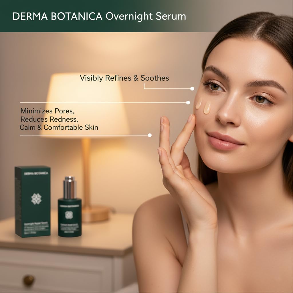 Derma Botanica Overnight Repair Serum,Derma Botanica Overnight Serum,with Multi-Molecular Hyaluronic Acid - smooth, and refresh the look of skin for a more youthful appearance. 1.76fl.oz(1pc)