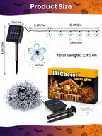 ITICdecor Solar Flower String Lights Outdoor Waterproof 50 LED Solar Powered Fairy Lights for Garden, Fence, Patio, Yard, Christmas Tree & Party Decor(Purple & Orange)