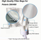UCEDER Nylon Mesh Pool Cleaner Bags,All Purpose Filter Bag K13 K16 with Zipper Replacement for Polaris 280 and 480 Pool Cleaner (4 Pack)