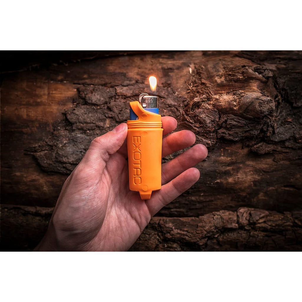 Exotac fireSLEEVE Waterproof Floating Lighter Case (Lighter Not Included) with Gas-Lock Strap for Thumb-free Operation, Molded TPE Body for Flexibility, and Super-tough Nylon Cap, Made in the USA