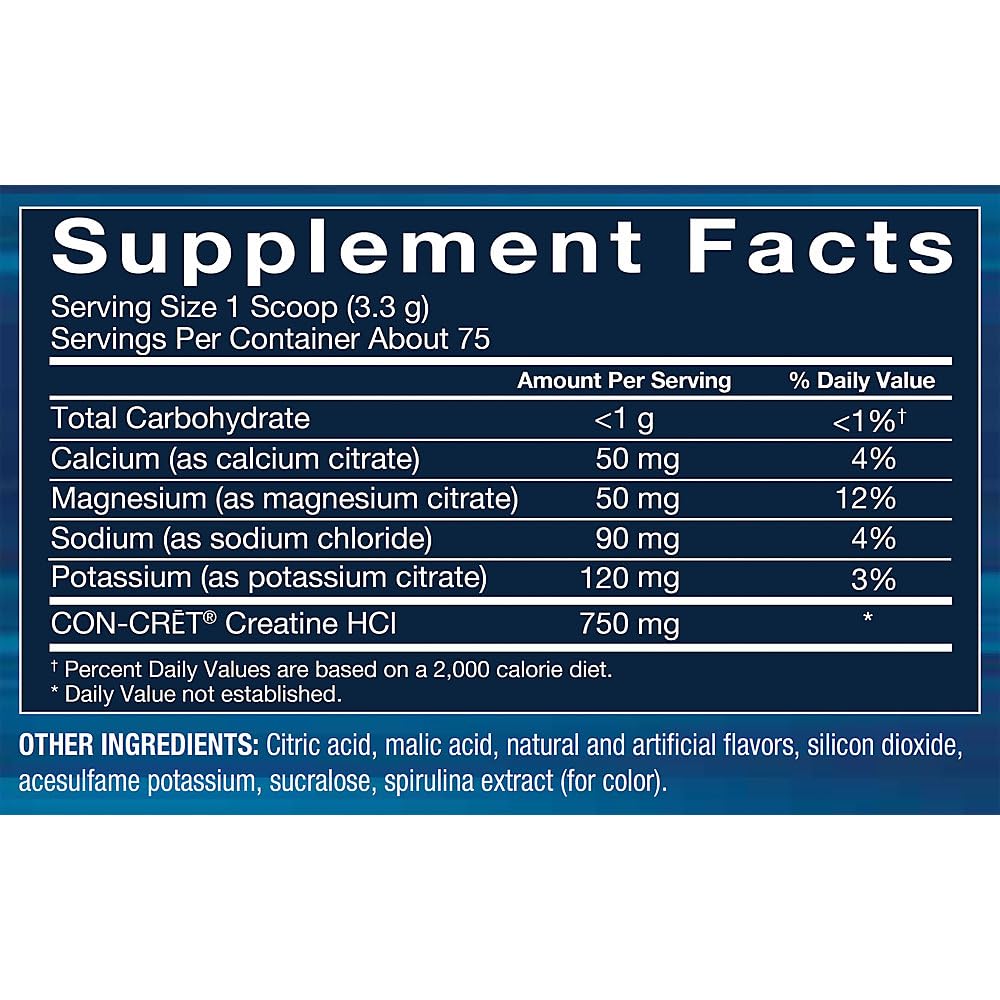 BodyTech Creatine HCl + Electrolytes Powder, Highly Water-Soluble Creatine with Electrolyte Minerals, Supports Hydration and Performance, Rocket Pop Flavor, 8.8 oz, 75 Servings
