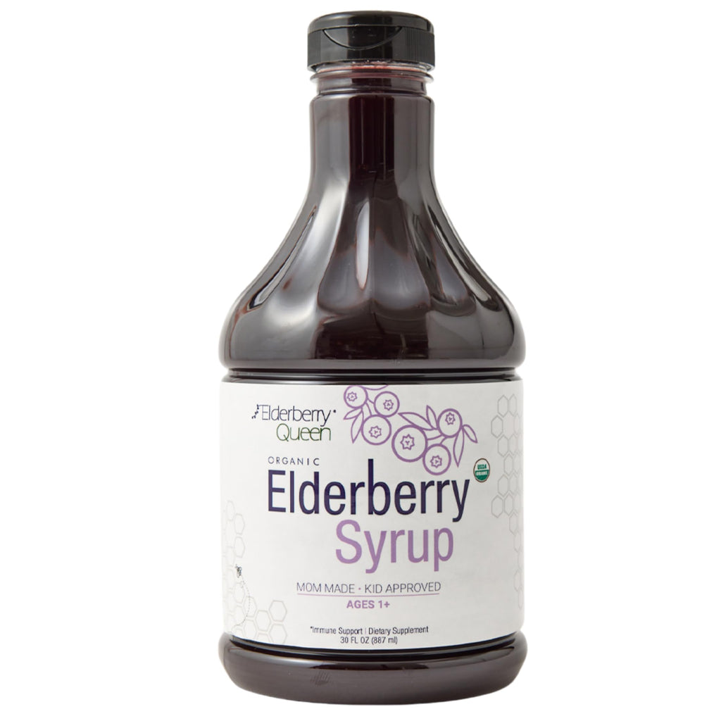 Elderberry Queen Organic Elderberry Syrup 30 Fl Oz - Immune Support Formula with Sambucus Black Elderberry & Aronia Berry - Pure Natural Certified Organic Elderberry Syrup for Kids and Adults