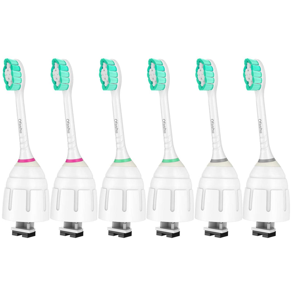 Ofashu Replacement Toothbrush Brush Heads for Philips Sonicare E Series Essence Elite Xtreme Advance CleanCare All Screw On Electric Toothbrush 7022/66, 6 Pack