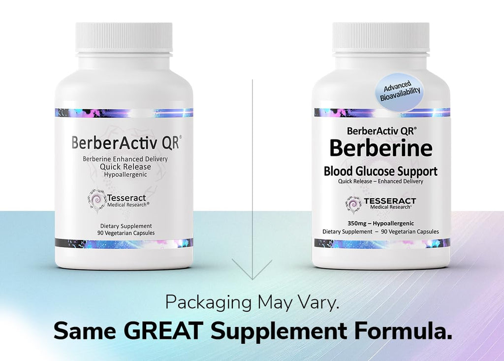 Tesseract Medical Research BerberActiv-QR Berberine Immune Support Supplement, Supports Liver Health, Hypoallergenic, 350mg, 90 Vegetarian Capsules