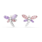 Swarovski x Ariana Grande Dragonfly Motif Stud Earrings, Mixed Cut Multicolored Stones, Rhodium Finish