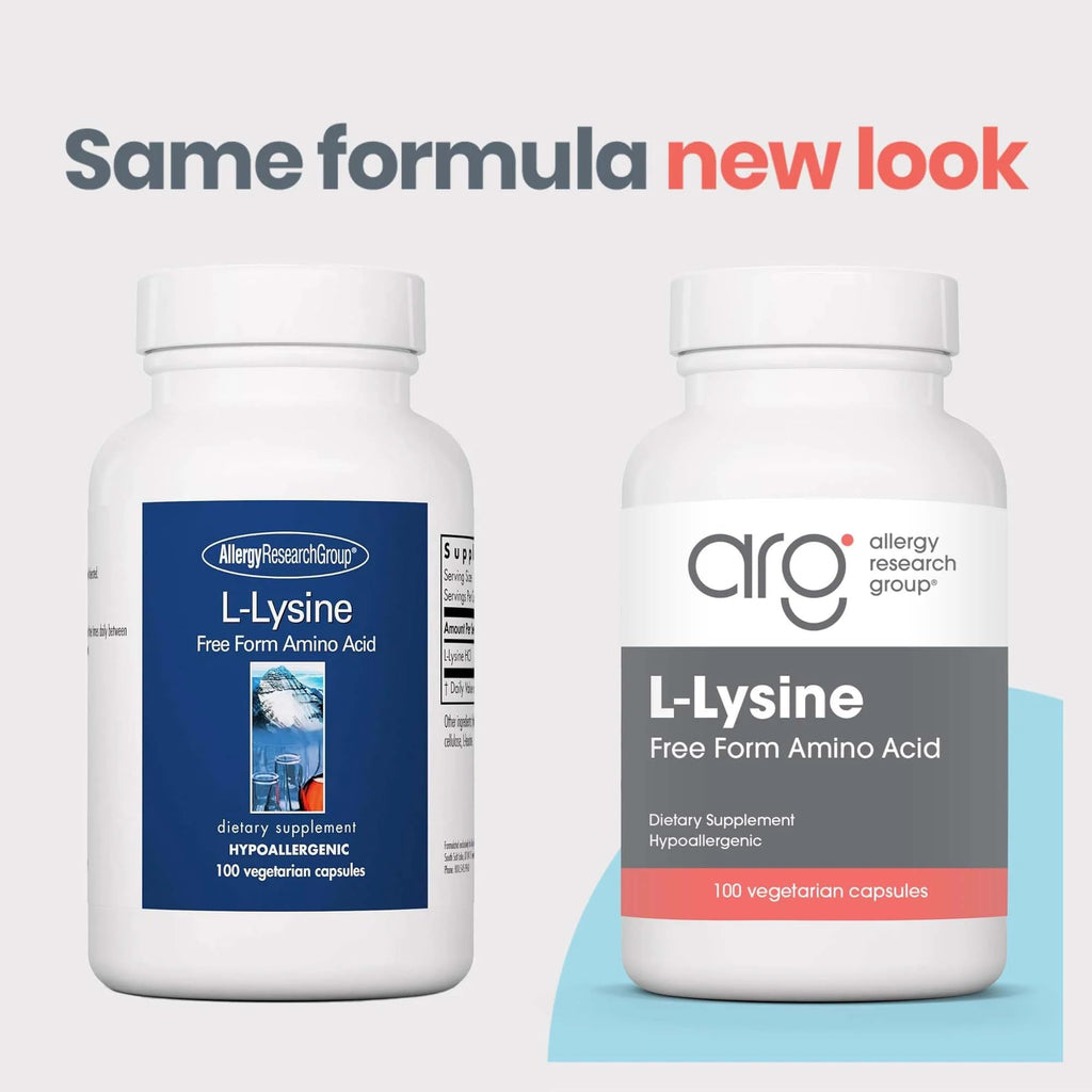 Allergy Research Group NutriCology L-Lysine 500 mg - Essential Amino Acid Supplement - Supports Collagen Formation, Calcium Absorption, Bone & Connective Tissue - 100 Servings - 100 Capsules