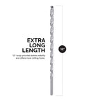 NEIKO 10047A Extra Long Drill Bit Set | 5-Piece | M2 HSS Steel | 12-Inch Length | 1/8, 3/16, 1/4, 5/16, and 3/8-Inch