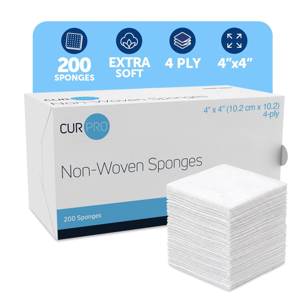 Dynarex 3254-BX CurPro Non-Woven Sponges - 4" x 4" - Non-Sterile - 4-Ply