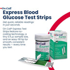 Blood Glucose Test Strips for Diabetes by On-Call Express, 50 Count, No Coding Needed, Quick Read in Seconds, Accurate Diabetic Blood Sugar Testing