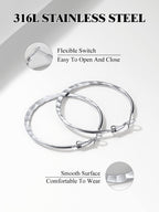 Richsteel Silver 40MM Hammerd Hoop Earrings for Women