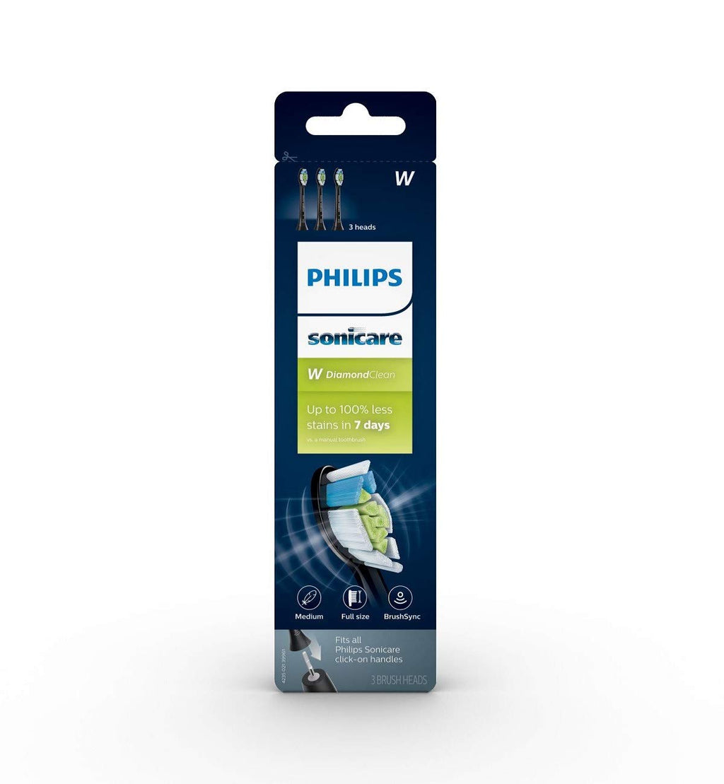 Philips Sonicare W DiamondClean Brush Heads, 3-Pack, 9 Month Supply, Black