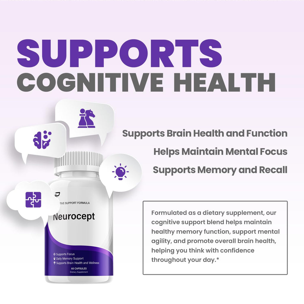 Neurocept Supplement Capsules – All Natural Maximum Strength Formula, Focus & Memory Support (5 Pack – 300 Capsules)