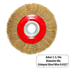 OSFTBVT 8in Bench Wire Wheel Brush | Coarse Crimped Steel Wire 0.012" with 1/2" 5/8" 3/4" 7/8" 1" Arbors for Bench Grinder Brass Coated Steel- 1pcs