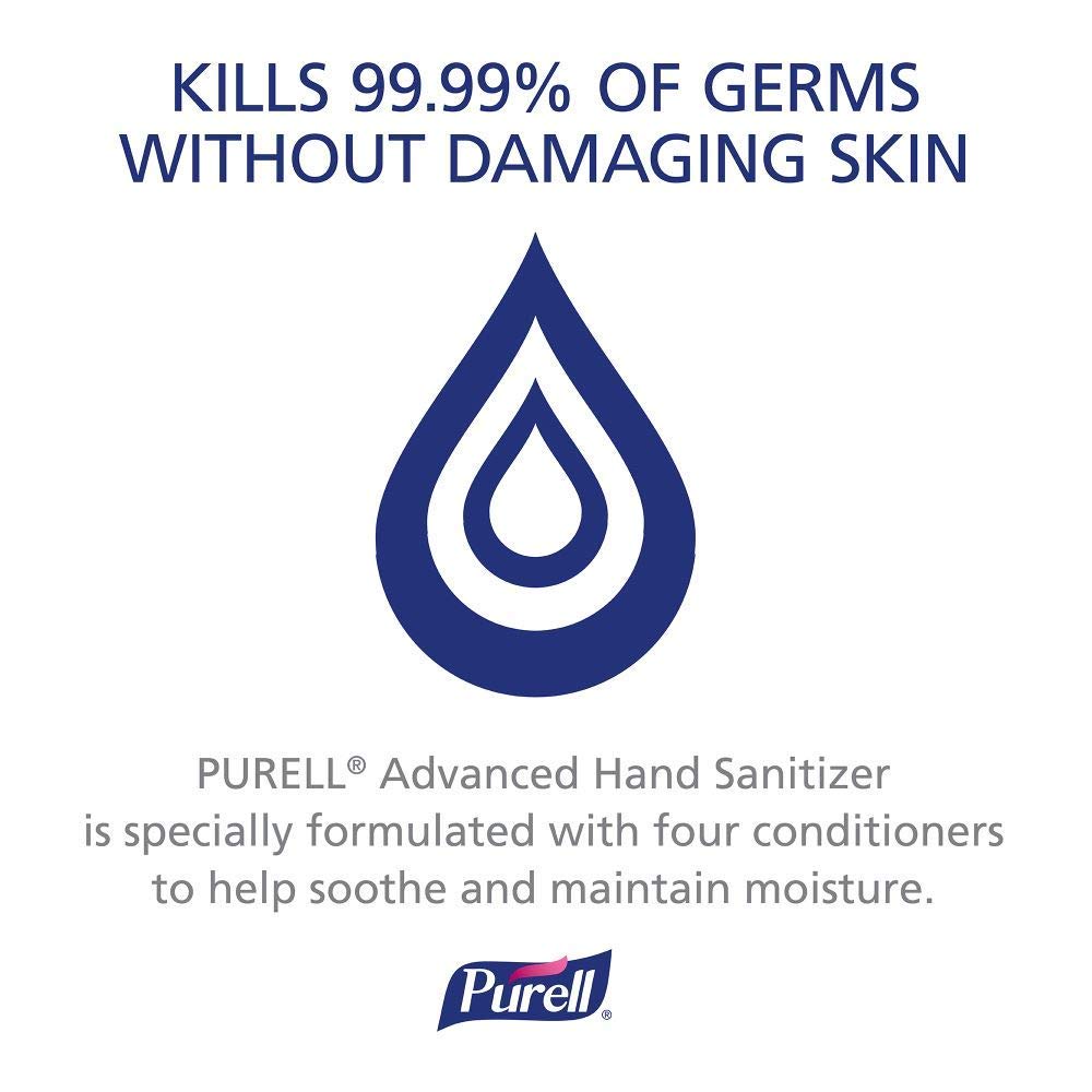 Purell Advanced Hand Sanitizer Gel ES1 Push-Style Hand Sanitizer Dispenser 450 mL Refill Bottle (Pack of 2) - 4450-06-EC2PK