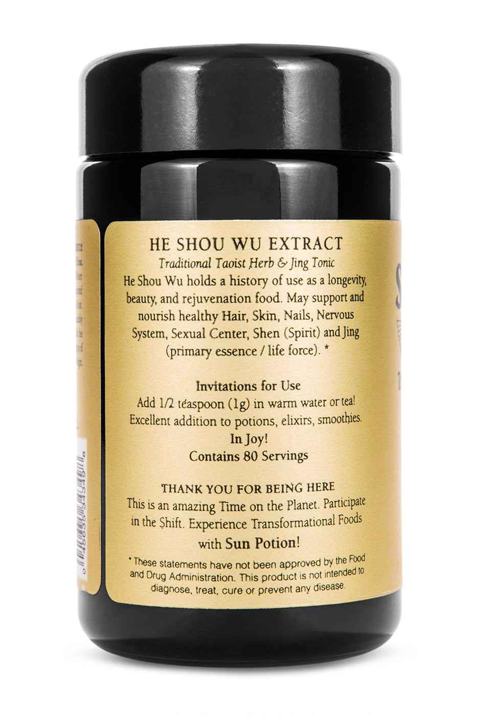 Sun Potion He Shou Wu Powder 10:1 Extract 200g – Fo-Ti Root (Polygonum Multiflorum) | Longevity & Rejuvenation Tonic | Jing Herbal Support | Traditional Chinese Botanical | Di Tao Sourced