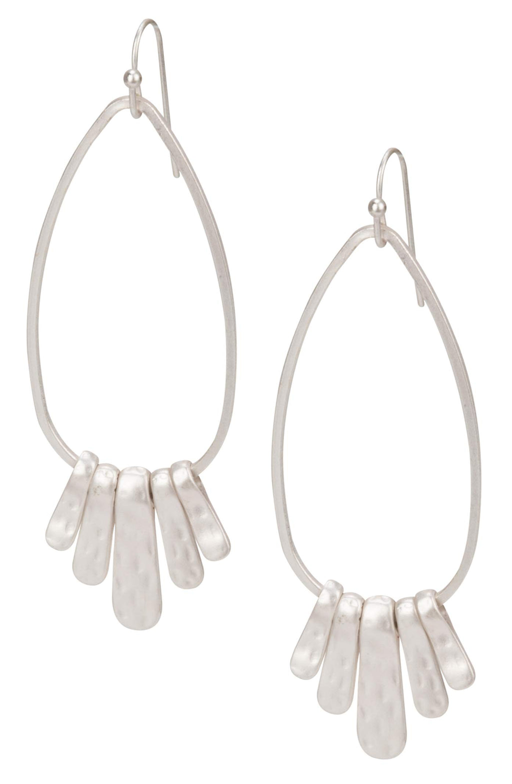 SPUNKYsoul Handmade Silver Teardrop Dangle Earrings with 5 Paddle Bars for Women
