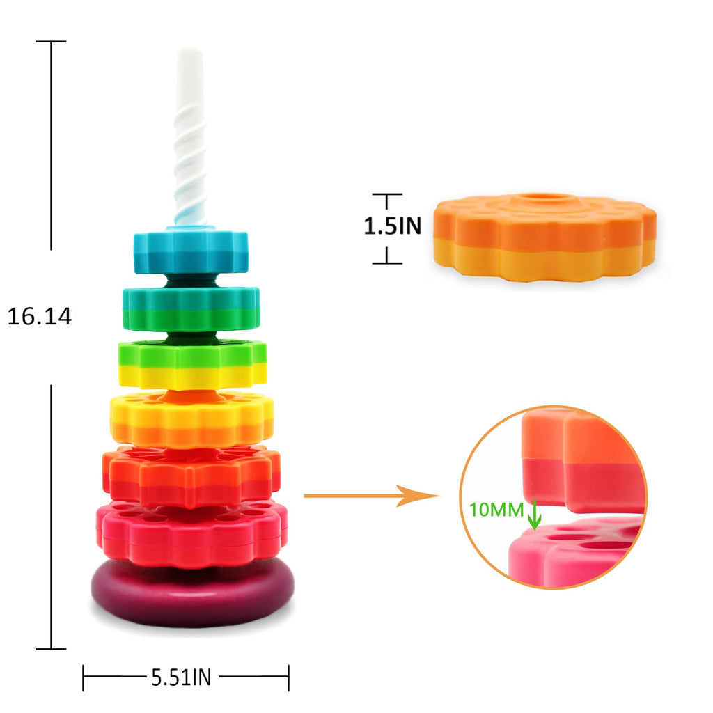 LUCKFUTURE Educational Spinning Stacking Toys, Rainbow Stacking Rings Baby Toy, Montessori Sensory Learning Toy for Girls and Boys Toddlers Toys for 1-3 Year Old