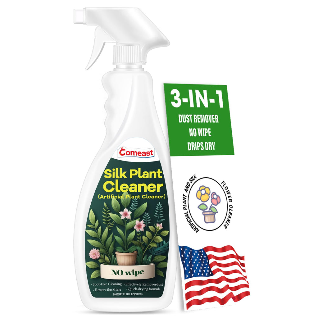 comeast Silk Plant Cleaner Spray No Wipe, Artificial Plant Cleaner and Silk Flower Cleaner Spray, Silk Flower Cleaner Spray No Wipe Spray Away Dust Remover, Drips Dry Faux Plant Spot16.91 Fl oz