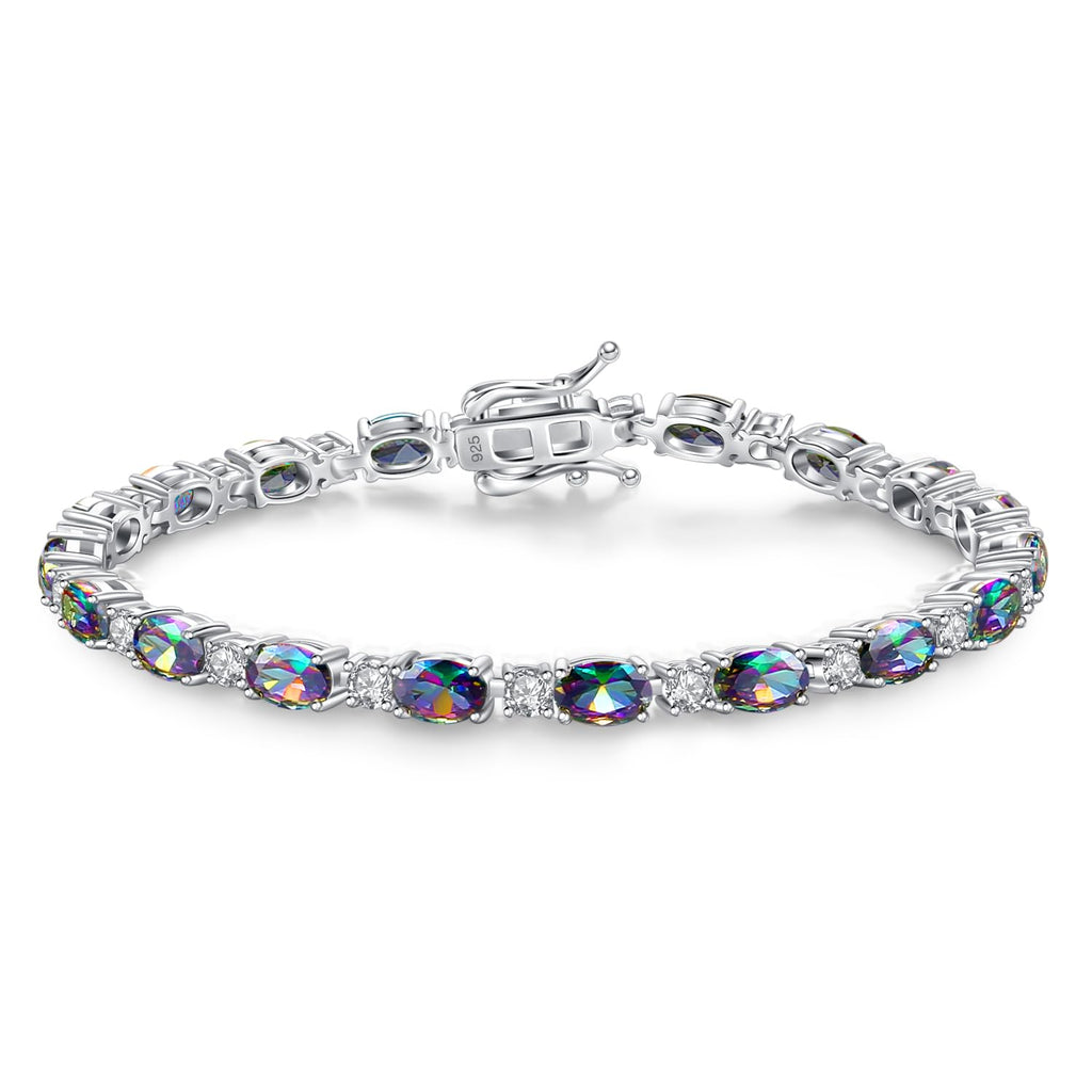 FANCIME Sterling Silver Created Alexandrite Tennis Bracelet for Women 7"