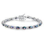 FANCIME Sterling Silver Created Alexandrite Tennis Bracelet for Women 7"